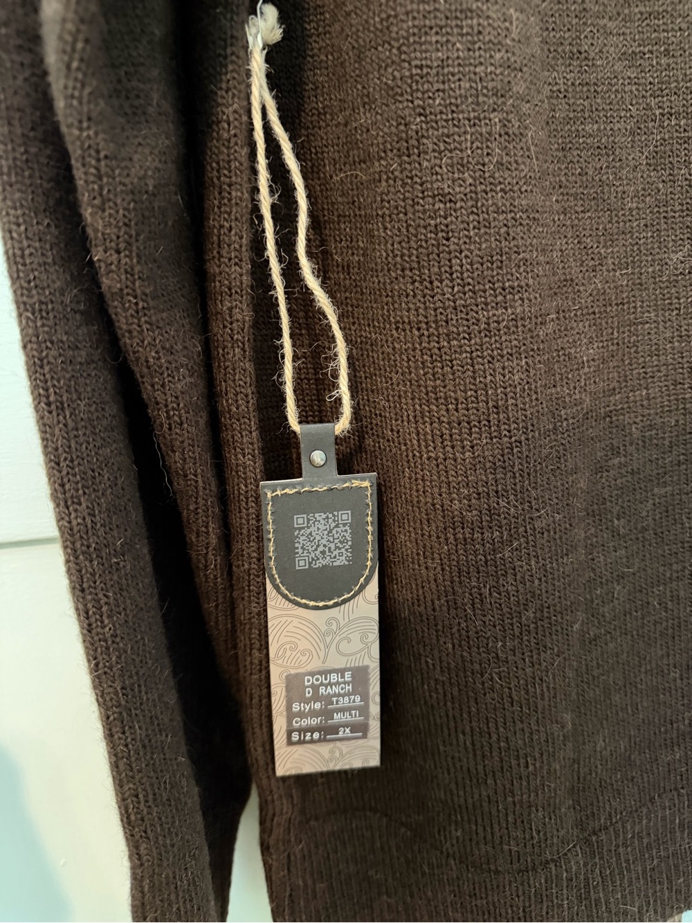 Double D Ranch Brown Fair Isle Turtleneck Sweater with Pink & Mustard Accents - Picture 5 of 5
